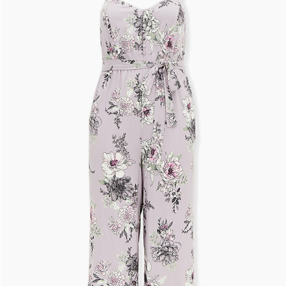 Torrid Challis Culotte Spaghetti Strap Floral Self Tie Sash Jumpsuit NWT | 2